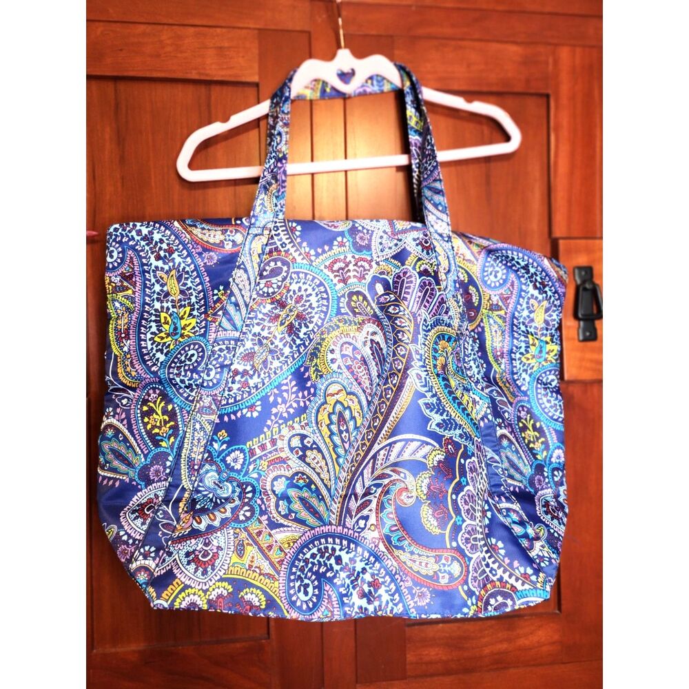 Chico's Paisley Tote Shoulder Bag Lightweight Blue, Yellow, Purple & Red NWT